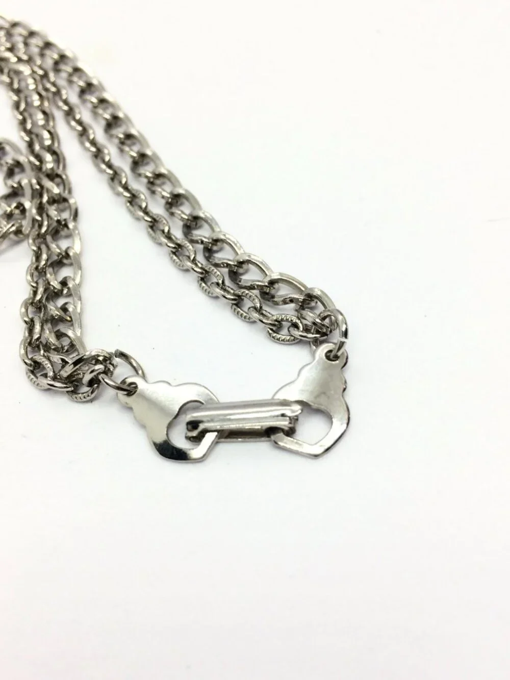 VINTAGE SILVER TONE Necklace Abstract Medallion Layered Chain Geometric